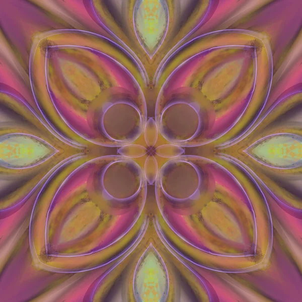 추상적 기하학적 꽃무늬는 수평으로 그리고 수직으로 반복되는 대칭적 형태를 색깔의 — 스톡 사진