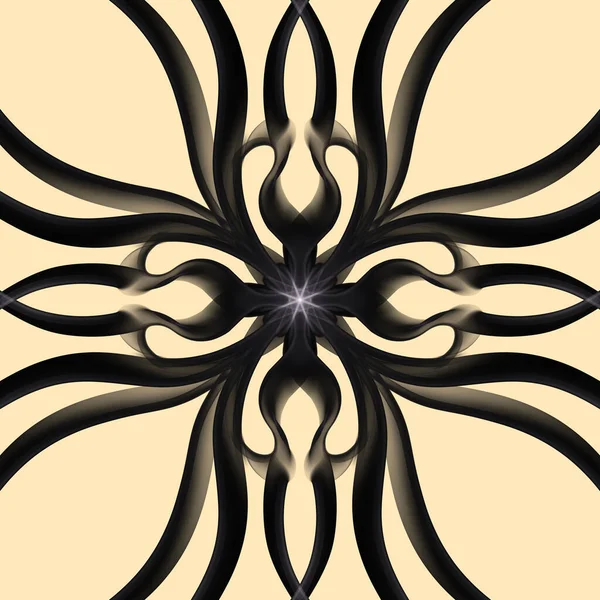 Sömlös Abstrakt Geometrisk Blommig Monokrom Yta Mönster Med Symmetrisk Form — Stockfoto