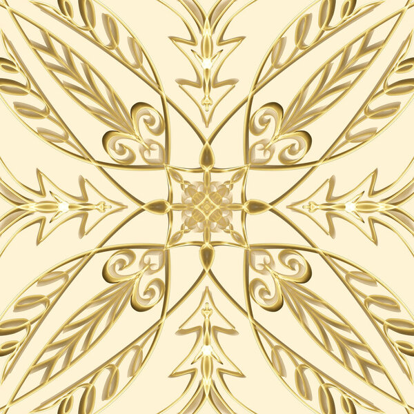 Seamless abstract geometric floral surface pattern in vivid colors with symmetrical form repeating horizontally and vertically. Use for fashion design, home decoration, wallpapers and gift packages.