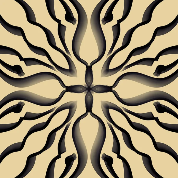 Sömlös Abstrakt Geometrisk Blommig Monokrom Yta Mönster Med Symmetrisk Form — Stockfoto