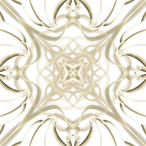 左右対称の形をした金色の抽象幾何学的な花の表面パターンが水平方向と垂直方向に繰り返されます ファッションデザイン 家の装飾 壁紙やギフトパッケージのための使用 — ストック写真