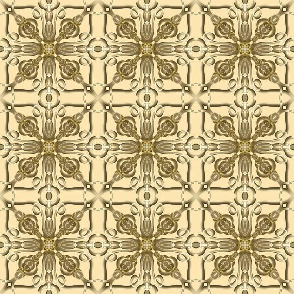 Zökkenőmentes Absztrakt Geometriai Virág Felületi Minta Arany Színű Szimmetrikus Formában — Stock Fotó