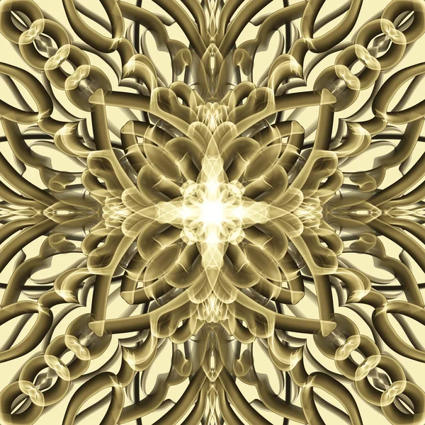 Sömlös Abstrakt Geometrisk Blommig Yta Mönster Gyllene Färg Med Symmetrisk — Stockfoto