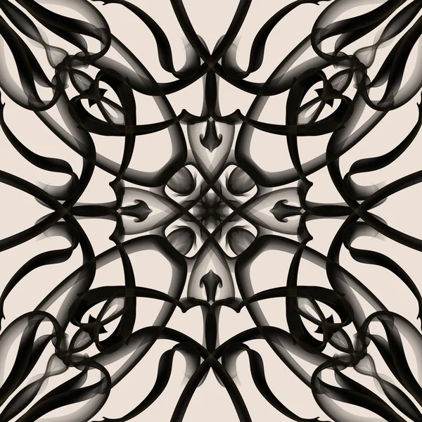 Seamless abstract geometric floral monochrome surface pattern with symmetrical form repeating horizontally and vertically. Use for fashion design, home decoration, wallpapers and gift packages.