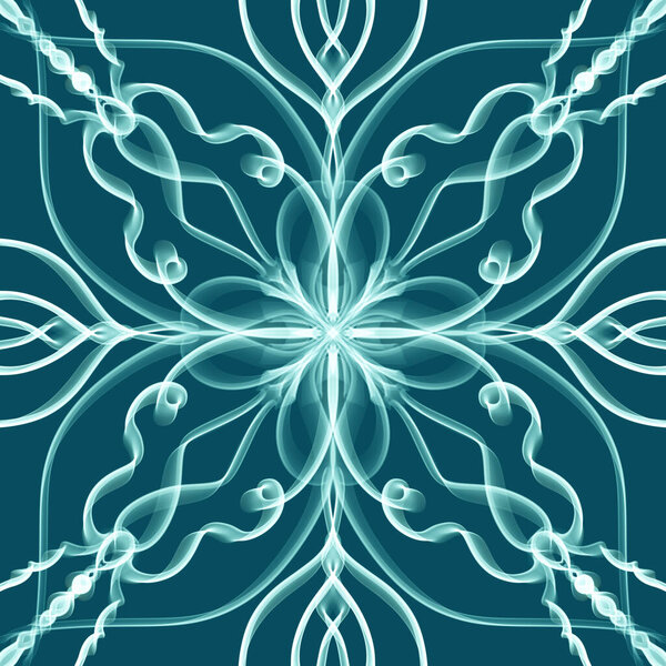 Seamless abstract geometric floral monochrome surface pattern with symmetrical form repeating horizontally and vertically. Use for fashion design, home decoration, wallpapers and gift packages.