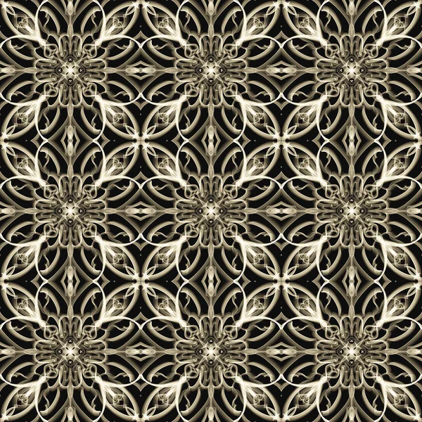 Nahtlose Abstrakte Geometrische Florale Monochrome Oberflächenmuster Mit Symmetrischer Form Die — Stockfoto