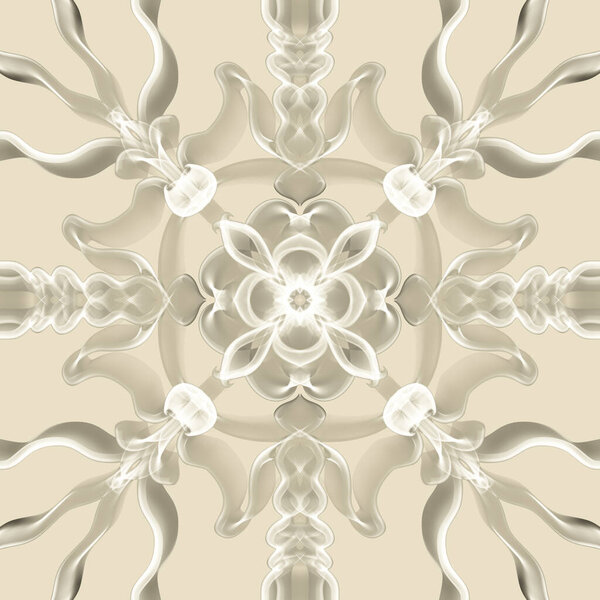 Seamless abstract geometric floral monochrome surface pattern with symmetrical form repeating horizontally and vertically. Use for fashion design, home decoration, wallpapers and gift packages.