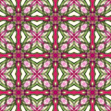 Kusursuz soyut geometrik çiçek yüzey deseni simetrik olarak tekrarlanıyor. Moda tasarımı, ev dekorasyonu, duvar kağıtları ve hediye paketleri için kullan.