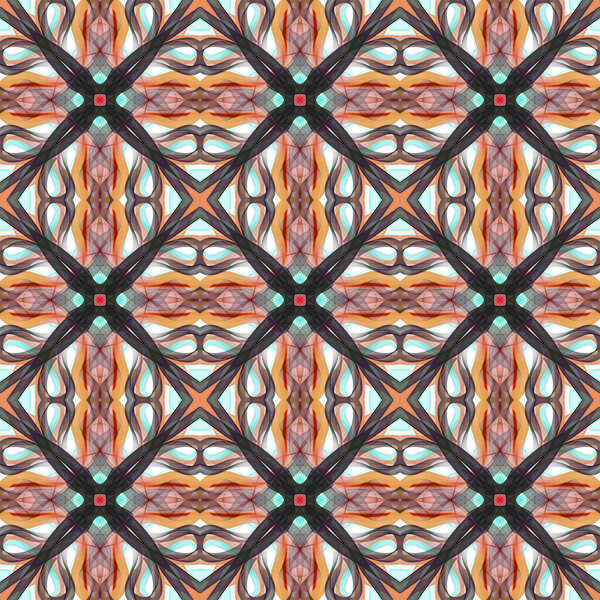 Seamless abstract geometric floral surface pattern repeating symmetrically. Use for fashion design, home decoration, wallpapers and gift packages.