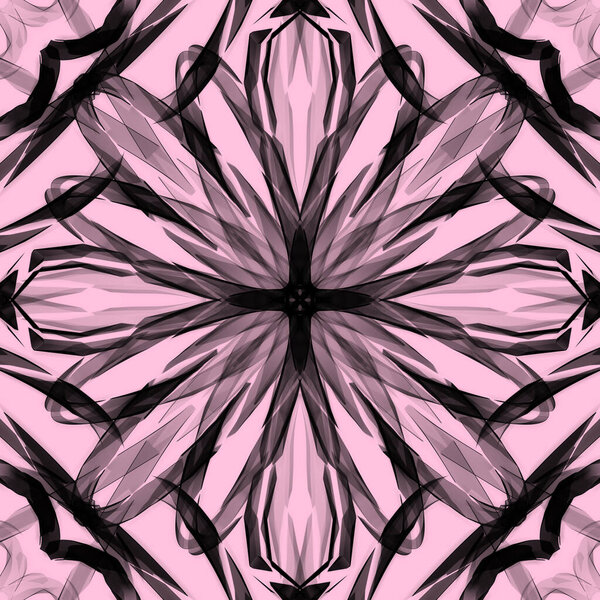 Seamless abstract geometric floral surface pattern repeating symmetrically. Use for fashion design, home decoration, wallpapers and gift packages.