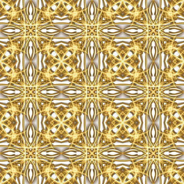 Seamless Abstract Geometric Floral Surface Pattern Golden Color Symmetrical Form — Stock Photo, Image