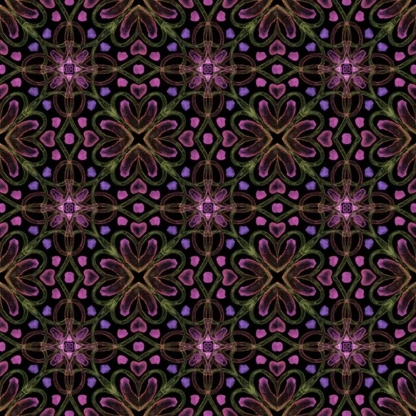 Inconsútil Abstracto Colorido Geométrico Patrón Superficie Floral Que Repite Simétricamente —  Fotos de Stock
