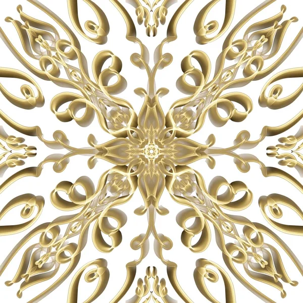 Seamless ornamental royal surface pattern in golden color for home decoration, fashion design, upholstery, fabric prints, wallpapers and digital backgrounds.