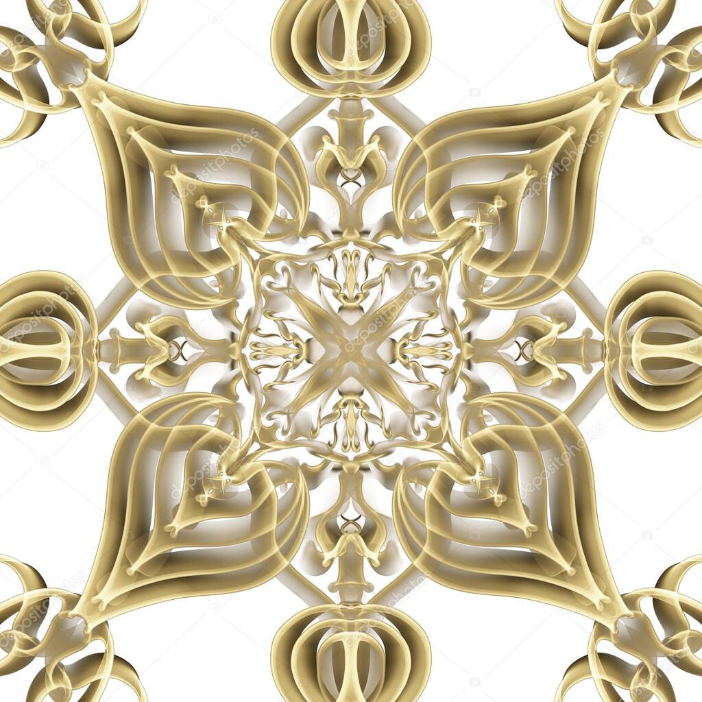 Seamless ornamental royal surface pattern in golden color for home decoration, fashion design, upholstery, fabric prints, wallpapers and digital backgrounds.
