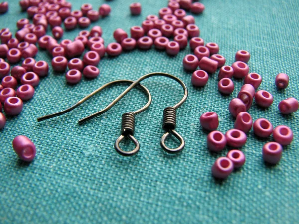 Lilac beads and pieces for making earrings, handmade jewelry