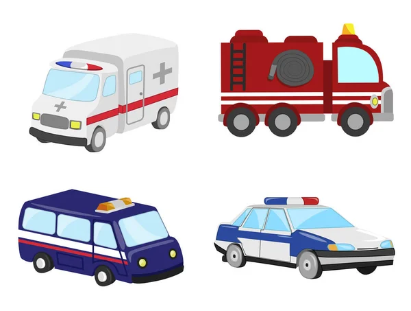 Комплект специальных автомобилей скорой помощи для оказания помощи — стоковый вектор