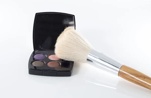 Makeup eyeshadow with brush isolated on white background — Stok fotoğraf