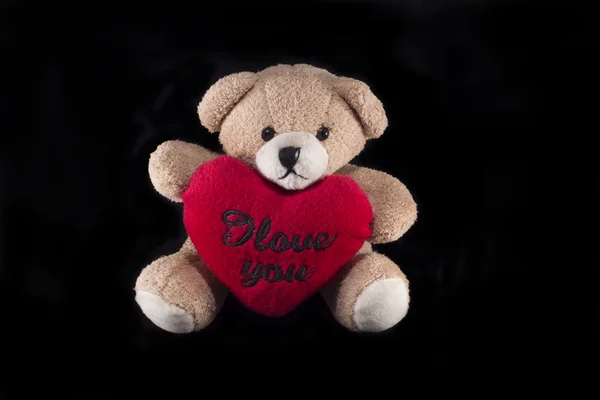 Teddy beer met rood hart — Stockfoto