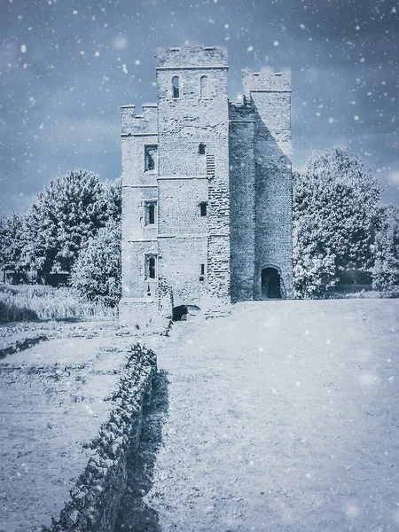 Kirby Muxloe Arruinó Castillo Leicestershire Durante Los Duros Meses Invierno —  Fotos de Stock