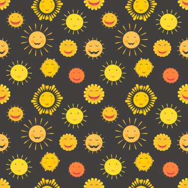 Güneş Dikişsiz desen arka plan şirin el çekilmiş