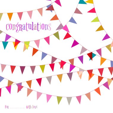 Vektör Tebrikler şablon kartı çelenk ve bayrakları dekorasyonu ile