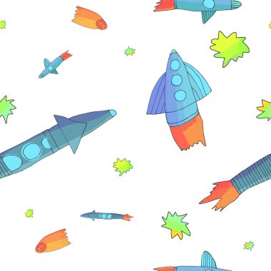 Vektör sevimli romantik el yıldız ve uzay arka plan yapılmış Dikişsiz desen çizimi