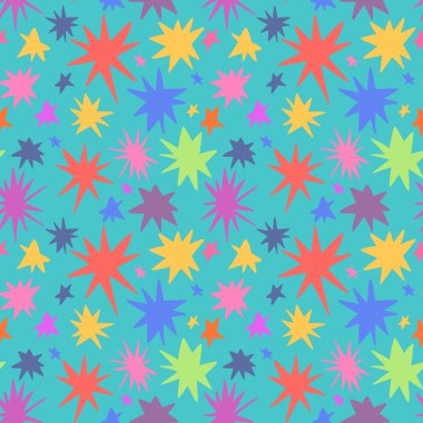 Vektör el sevimli çizgi yıldız Dikişsiz desen arka plan çizimi