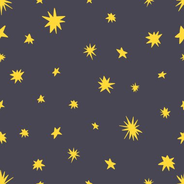 Vektör el sevimli çizgi yıldız Dikişsiz desen arka plan çizimi