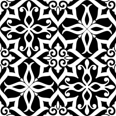 Arap tarzında soyut bir model. Kusursuz vektör arkaplanı. Grafiksel modern model. Siyah desen