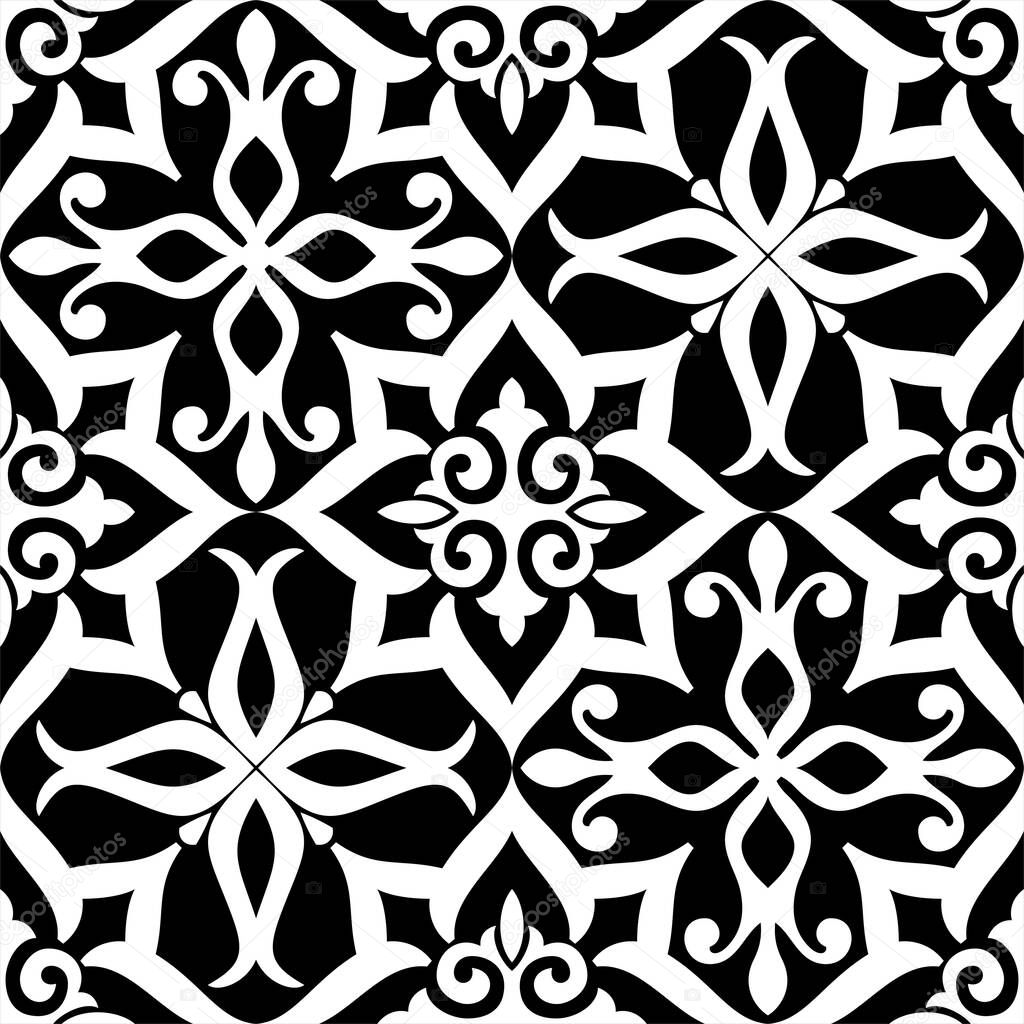 Abstract pattern in Arabian style. Seamless vector background. Graphic modern pattern. Black pattern