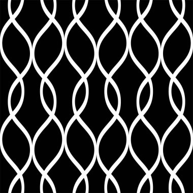 Dalgalı çizgileri olan soyut geometrik desen. Kusursuz bir vektör arka planı. Siyah-beyaz mavi süs