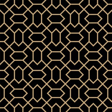 Çizgileri olan soyut geometrik desen, kusursuz bir arkaplan. Altın ve siyah doku. Grafiksel modern desen