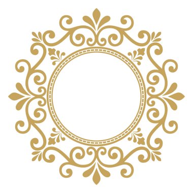 Tasarım şablonu için dekoratif çizgi sanat çerçeveleri. Doğu tarzında tasarım için zarif vektör ögesi, metin için yer. Altın çizgili çiçek sınırı. Davetiyeler ve tebrik kartları için dantelli illüstrasyon.