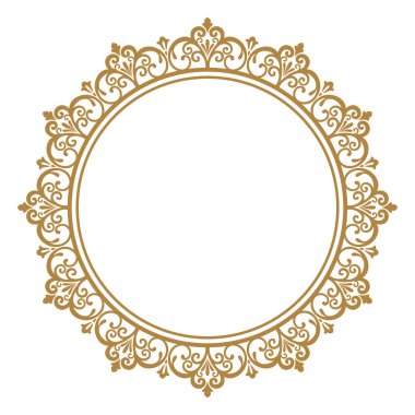 Tasarım şablonu için dekoratif çizgi sanat çerçeveleri. Doğu tarzında tasarım için zarif vektör ögesi, metin için yer. Altın çizgili çiçek sınırı. Davetiyeler ve tebrik kartları için dantelli illüstrasyon