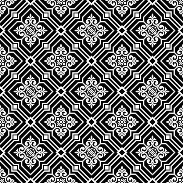 抽象几何图案 壁纸巴洛克 没有缝隙的背景黑白饰品 — 图库矢量图片