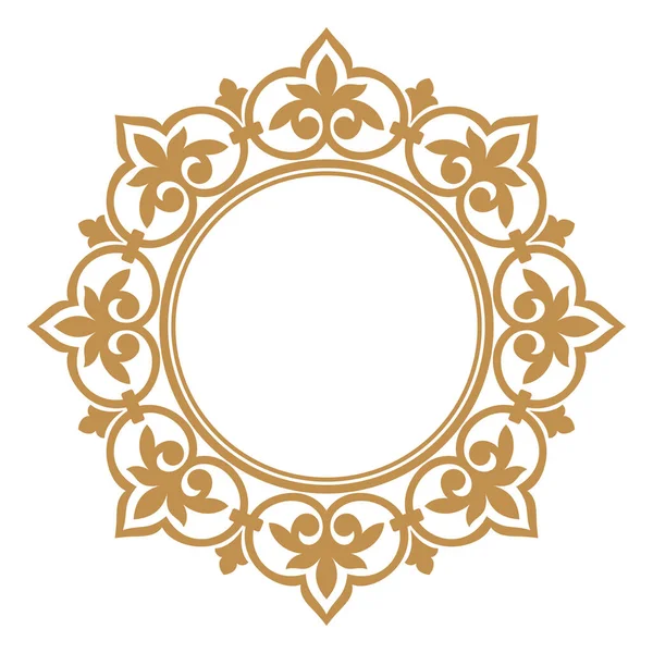 Tasarım şablonu için dekoratif çizgi sanat çerçeveleri. Doğu tarzında tasarım için zarif vektör ögesi, metin için yer. Altın çizgili çiçek sınırı. Davetiyeler ve tebrik kartları için dantelli illüstrasyon.