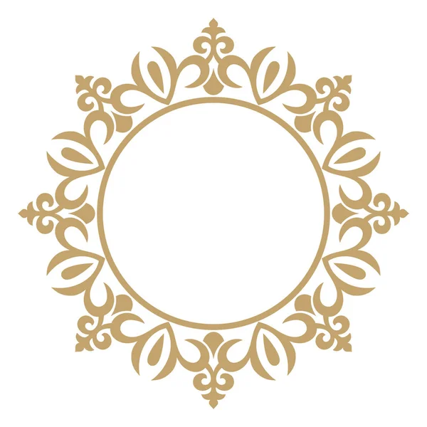 Tasarım şablonu için dekoratif çizgi sanat çerçeveleri. Doğu tarzında tasarım için zarif unsur, metin için yer. Altın çizgili çiçek sınırı. Davetiyeler ve tebrik kartları için dantelli illüstrasyon
