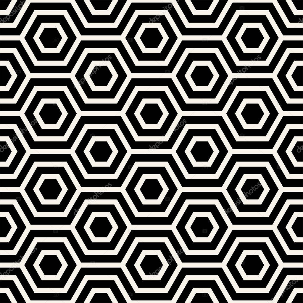 Vector seamless pattern. Modern stylish bold texture. Repeating geometric tiles with hexagonal elements.