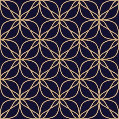 Kusursuz soyut çiçek deseni. Vektör arkaplanı. Altın ve mavi siyah süs. Grafiksel modern desen.