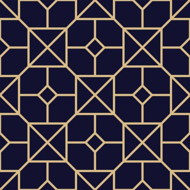 Arap tarzında soyut bir model. Kusursuz vektör arkaplanı. Altın ve mavi-siyah grafiksel modern model.