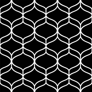 Dalgalı çizgileri ve çizgileri olan soyut geometrik desen. Kusursuz bir arka plan. Siyah beyaz süs. Grafiksel modern desen.