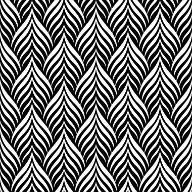 Vektör kusursuz desen. Tarzlı yapraklı tek renkli süs. Geometrik stil arka plan. Çağdaş tekrarlayan doku. Modern grafik tasarımı.