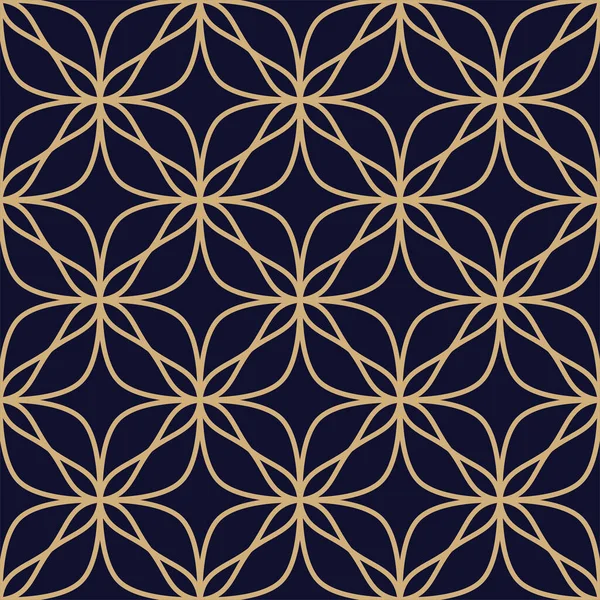 Безшовний Абстрактний Квітковий Візерунок Векторний Фон Золотий Синій Чорний Орнамент — стоковий вектор