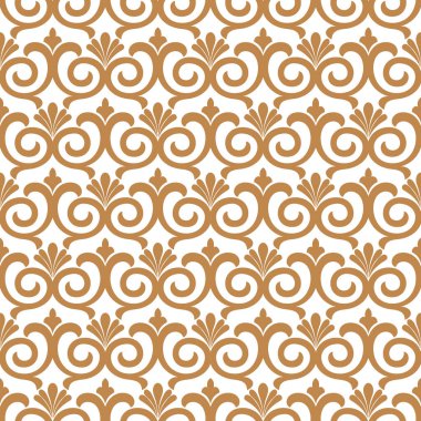 Soyut çiçek deseni. Altın ve beyaz arka plan. Geometrik yaprak süsü. Kusursuz vektör tasarımı.