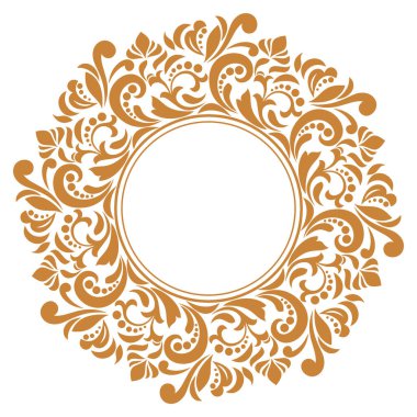 Dekoratif çerçeve. Doğu tarzı Floral altın sınırında tasarım için zarif bir vektör unsuru. Dantel illüstrasyonu