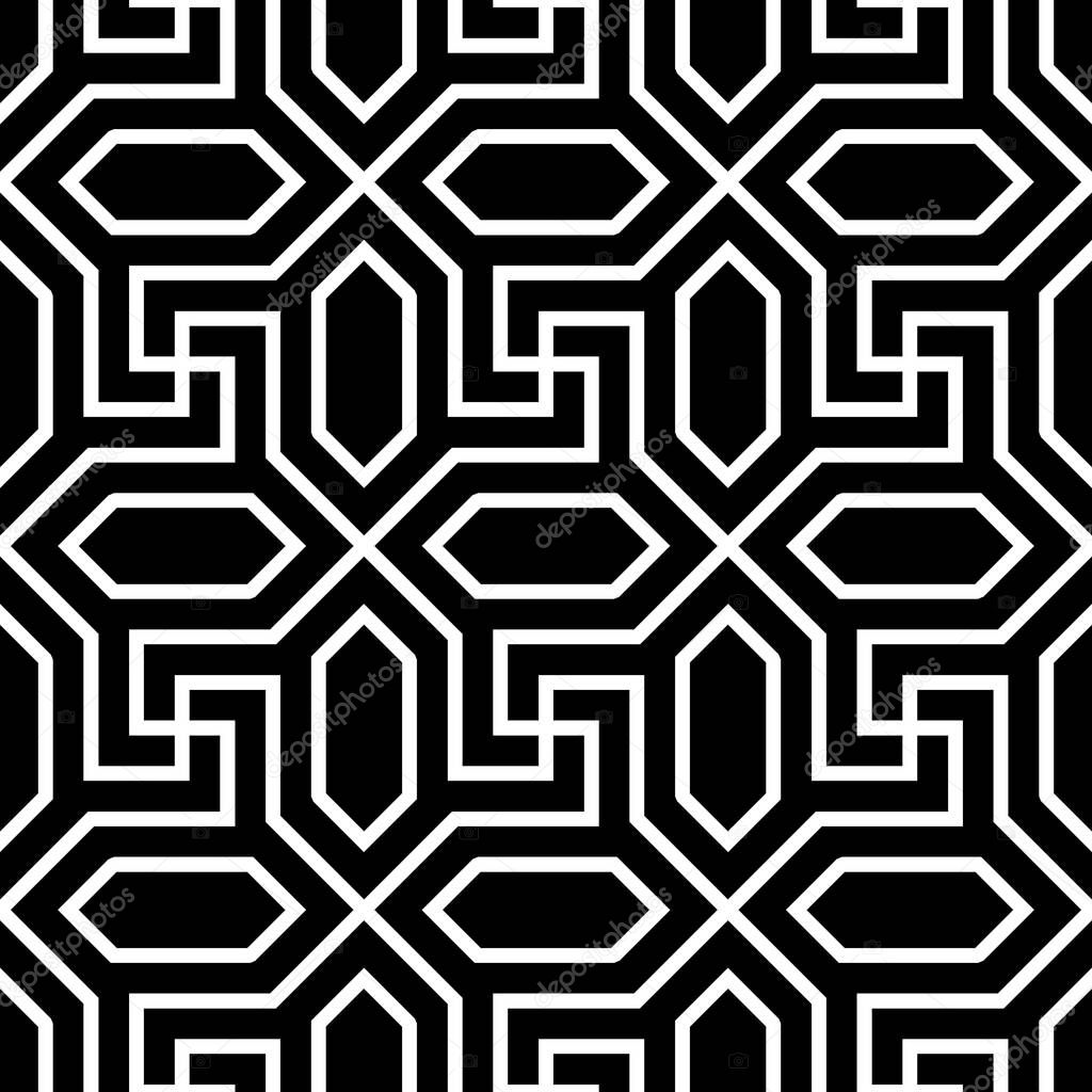 Abstract geometric pattern with stripes, lines. Seamless vector background. Black and white ornament. Simple graphic design