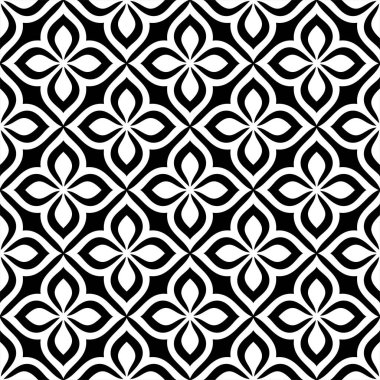 Soyut geometrik dikişsiz desen. Siyah beyaz grafiksel modern süslemeli vektör arkaplanı.