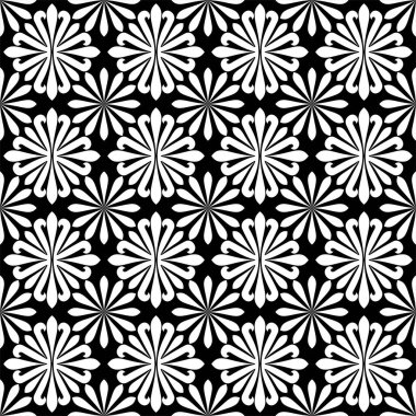 Soyut, dikişsiz çiçek deseni. barok stili süslemeli siyah beyaz vektör arkaplanı.