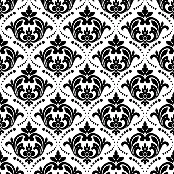 Abstract Seamless Damask Pattern Classic Black White Repeating Elements Vector — Stock Vector