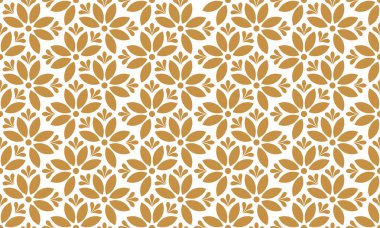 Çiçek süsü geometrik desen. Altın ve beyaz Kusursuz vektör arkaplanı.